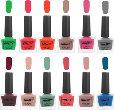 

Kwality Nail Paints | Nail Polish| Nail Paint Combo Set of 12 Green-Pink Mania-Candy Orange-Salmon Run-Pink -Grey-Maroon-Salmon Pink-Mischievous Mint-Baby Pink-Salmon-Peacock Blue(Pack of 12)