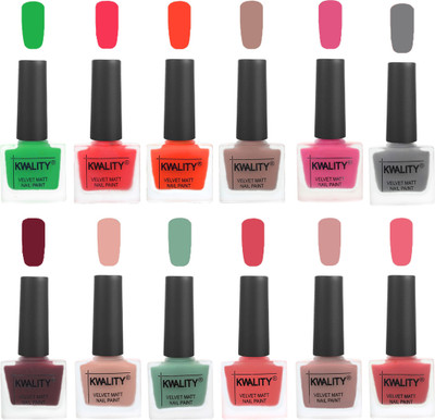 

Kwality Nail Paints | Nail Polish| Nail Paint Combo Set of 12 Green-Pink Mania-Candy Orange-Salmon Run-Pink -Grey-Maroon-Salmon Pink-Mischievous Mint-Baby Pink-Salmon-Nude Pink(Pack of 12)