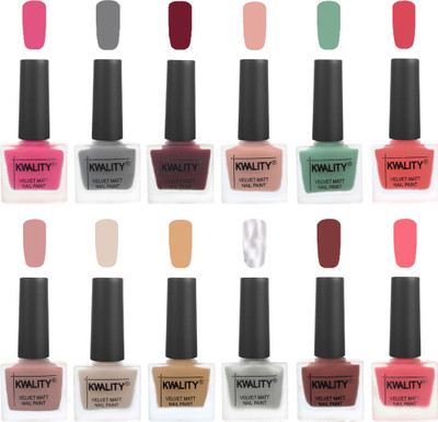 

Kwality Nail Paints | Nail Polish| Nail Paint Combo Set of 12 Pink -Grey-Maroon-Salmon Pink-Mischievous Mint-Baby Pink-Salmon-Light Beige-Beige-Silver-Dark Tan-Frozen Pink(Pack of 12)