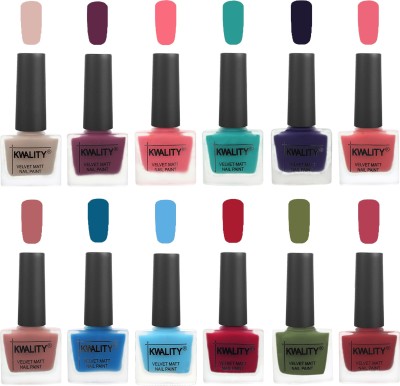 

Kwality Nail Paints | Nail Polish| Nail Paint Combo Set of 12 Light Baby Nude-Purple-Frozen Pink-Sea Green-Royal Blue-Nude Pink-Dark Nude-Peacock Blue-Light Blue-Berry -Olive Green-Rani Pink(Pack of 12)