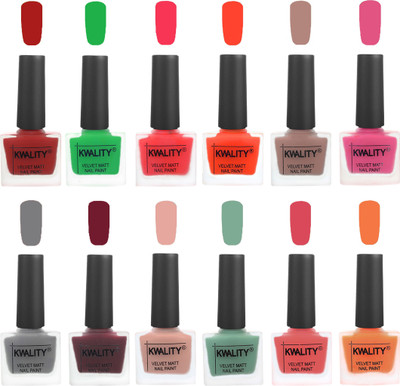 

Kwality Nail Paints | Nail Polish| Nail Paint Combo Set of 12 Red-Green-Pink Mania-Candy Orange-Salmon Run-Pink -Grey-Maroon-Salmon Pink-Mischievous Mint-Baby Pink-Peach(Pack of 12)