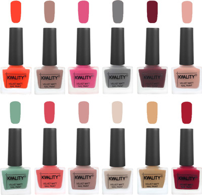 

Kwality Nail Paints | Professional Nail Polish| Nail Paint Combo Set of 12 Candy Orange-Salmon Run-Pink -Grey-Maroon-Salmon Pink-Mischievous Mint-Baby Pink-Salmon-Light Beige-Beige-Berry(Pack of 12)