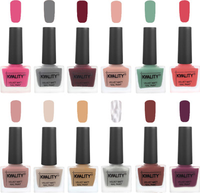 

Kwality Nail Paints | Nail Polish| Nail Paint Combo Set of 12 Pink -Grey-Maroon-Salmon Pink-Mischievous Mint-Baby Pink-Salmon-Light Beige-Beige-Silver-Dark Tan-Purple(Pack of 12)