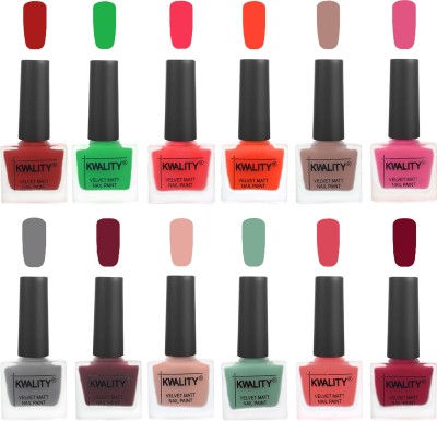 

Kwality Nail Paints | Nail Polish| Nail Paint Combo Set of 12 Red-Green-Pink Mania-Candy Orange-Salmon Run-Pink -Grey-Maroon-Salmon Pink-Mischievous Mint-Baby Pink-Dark Passion Pink(Pack of 12)