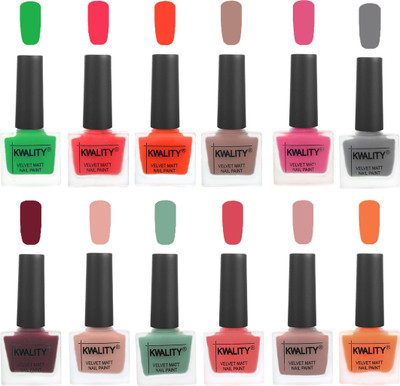 

Kwality Nail Paints | Nail Polish| Nail Paint Combo Set of 12 Green-Pink Mania-Candy Orange-Salmon Run-Pink -Grey-Maroon-Salmon Pink-Mischievous Mint-Baby Pink-Salmon-Peach(Pack of 12)