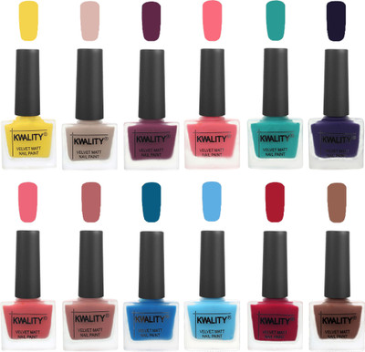 

Kwality Nail Paints | Professional Nail Polish| Nail Paint Combo Set of 12 Yellow-Light Baby Nude-Purple-Frozen Pink-Sea Green-Royal Blue-Nude Pink-Dark Nude-Peacock Blue-Light Blue-Berry -Shock Brown(Pack of 12)