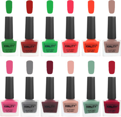 

Kwality Nail Paints | Nail Polish| Nail Paint Combo Set of 12 Dark Green-Red-Green-Pink Mania-Candy Orange-Salmon Run-Pink -Grey-Maroon-Salmon Pink-Mischievous Mint-Berry(Pack of 12)