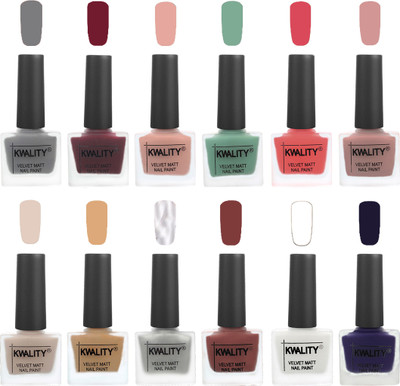 

Kwality Nail Paints | Nail Polish| Nail Paint Combo Set of 12 Grey-Maroon-Salmon Pink-Mischievous Mint-Baby Pink-Salmon-Light Beige-Beige-Silver-Dark Tan-White-Royal Blue(Pack of 12)