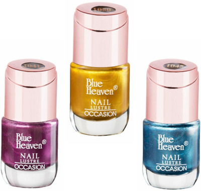 

Blue Heaven nail polish occasion shine blue, shine golden(Pack of 3)