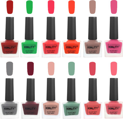 

Kwality Nail Paints | Nail Polish| Nail Paint Combo Set of 12 Red-Green-Pink Mania-Candy Orange-Salmon Run-Pink -Grey-Maroon-Salmon Pink-Mischievous Mint-Baby Pink-Frozen Pink(Pack of 12)