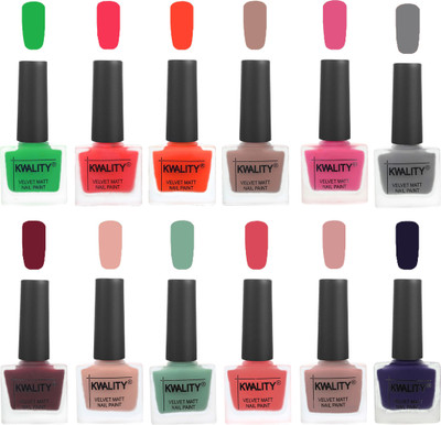 

Kwality Nail Paints | Professional Nail Polish| Nail Paint Combo Set of 12 Green-Pink Mania-Candy Orange-Salmon Run-Pink -Grey-Maroon-Salmon Pink-Mischievous Mint-Baby Pink-Salmon-Royal Blue(Pack of 12)