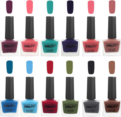 

Kwality Nail Paints | Nail Polish| Nail Paint Combo Set of 12 Purple-Frozen Pink-Sea Green-Royal Blue-Nude Pink-Dark Nude-Peacock Blue-Light Blue-Berry -Olive Green-Dark Grey-Shock Brown(Pack of 12)