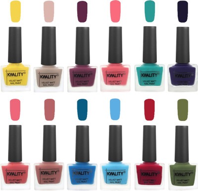 

Kwality Nail Paints | Professional Nail Polish| Nail Paint Combo Set of 12 Yellow-Light Baby Nude-Purple-Frozen Pink-Sea Green-Royal Blue-Nude Pink-Dark Nude-Peacock Blue-Light Blue-Berry -Olive Green(Pack of 12)