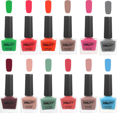 

Kwality Nail Paints | Professional Nail Polish| Nail Paint Combo Set of 12 Green-Pink Mania-Candy Orange-Salmon Run-Pink -Grey-Maroon-Salmon Pink-Mischievous Mint-Baby Pink-Salmon-Light Blue(Pack of 12)