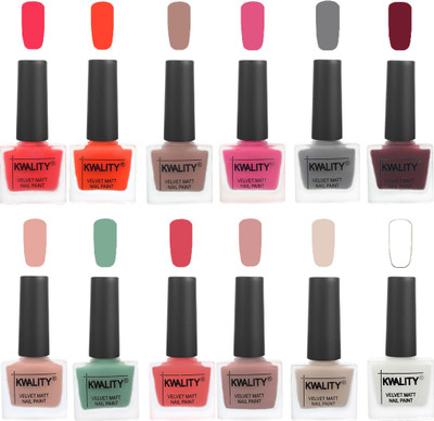 

Kwality Nail Paints | Nail Polish| Nail Paint Combo Set of 12 Pink Mania-Candy Orange-Salmon Run-Pink -Grey-Maroon-Salmon Pink-Mischievous Mint-Baby Pink-Salmon-Light Beige-White(Pack of 12)