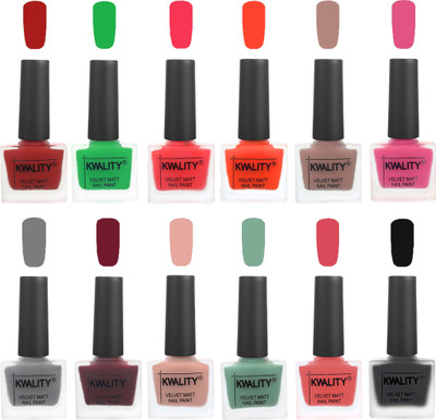 

Kwality Nail Paints | Nail Polish| Nail Paint Combo Set of 12 Red-Green-Pink Mania-Candy Orange-Salmon Run-Pink -Grey-Maroon-Salmon Pink-Mischievous Mint-Baby Pink-Black(Pack of 12)