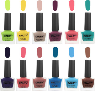 

Kwality Nail Paints | Nail Polish| Nail Paint Combo Set of 12 Light Lemon Green-Yellow-Light Baby Nude-Purple-Frozen Pink-Sea Green-Royal Blue-Nude Pink-Dark Nude-Peacock Blue-Light Blue-Shock Brown(Pack of 12)