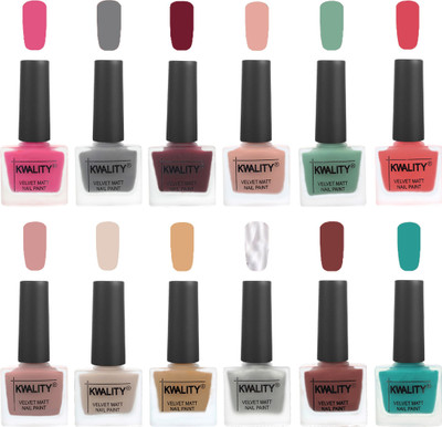 

Kwality Nail Paints | Nail Polish| Nail Paint Combo Set of 12 Pink -Grey-Maroon-Salmon Pink-Mischievous Mint-Baby Pink-Salmon-Light Beige-Beige-Silver-Dark Tan-Sea Green(Pack of 12)