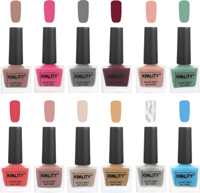 

Kwality Nail Paints | Nail Polish| Nail Paint Combo Set of 12 Salmon Run-Pink -Grey-Maroon-Salmon Pink-Mischievous Mint-Baby Pink-Salmon-Light Beige-Beige-Silver-Light Blue(Pack of 12)