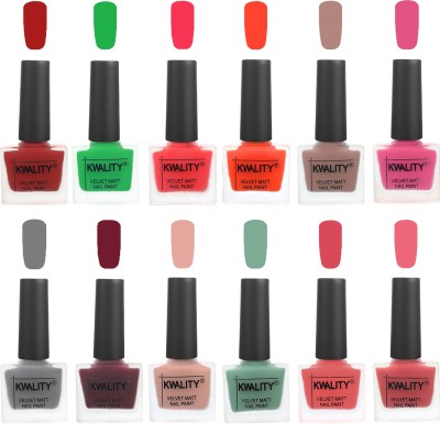 

Kwality Nail Paints | Nail Polish| Nail Paint Combo Set of 12 Red-Green-Pink Mania-Candy Orange-Salmon Run-Pink -Grey-Maroon-Salmon Pink-Mischievous Mint-Baby Pink-Nude Pink(Pack of 12)