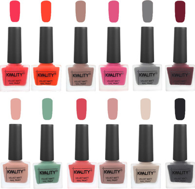 

Kwality Nail Paints | Professional Nail Polish| Nail Paint Combo Set of 12 Pink Mania-Candy Orange-Salmon Run-Pink -Grey-Maroon-Salmon Pink-Mischievous Mint-Baby Pink-Salmon-Light Beige-Dark Grey(Pack of 12)