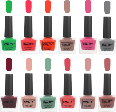 

Kwality Nail Paints | Nail Polish| Nail Paint Combo Set of 12 Green-Pink Mania-Candy Orange-Salmon Run-Pink -Grey-Maroon-Salmon Pink-Mischievous Mint-Baby Pink-Salmon-Dark Nude(Pack of 12)