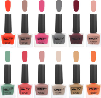 

Kwality Nail Paints | Nail Polish| Nail Paint Combo Set of 12 Candy Orange-Salmon Run-Pink -Grey-Maroon-Salmon Pink-Mischievous Mint-Baby Pink-Salmon-Light Beige-Beige-Peach(Pack of 12)