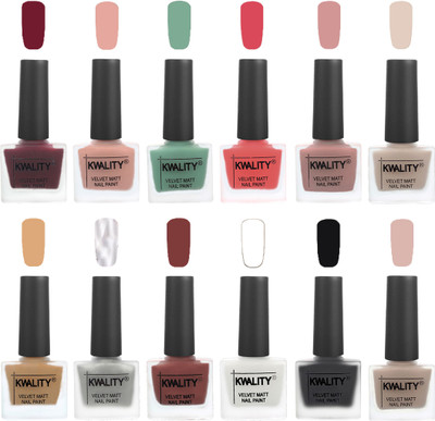 

Kwality Nail Paints | Nail Polish| Nail Paint Combo Set of 12 Maroon-Salmon Pink-Mischievous Mint-Baby Pink-Salmon-Light Beige-Beige-Silver-Dark Tan-White-Black-Light Baby Nude(Pack of 12)
