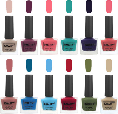 

Kwality Nail Paints | Professional Nail Polish| Nail Paint Combo Set of 12 Light Baby Nude-Purple-Frozen Pink-Sea Green-Royal Blue-Nude Pink-Dark Nude-Peacock Blue-Light Blue-Berry -Olive Green-Nude(Pack of 12)