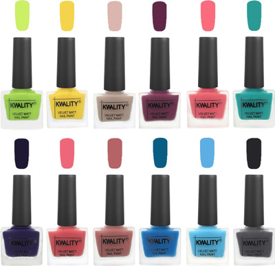

Kwality Nail Paints | Professional Nail Polish| Nail Paint Combo Set of 12 Light Lemon Green-Yellow-Light Baby Nude-Purple-Frozen Pink-Sea Green-Royal Blue-Nude Pink-Dark Nude-Peacock Blue-Light Blue-Dark Grey(Pack of 12)