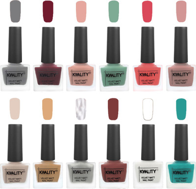 

Kwality Nail Paints | Professional Nail Polish| Nail Paint Combo Set of 12 Grey-Maroon-Salmon Pink-Mischievous Mint-Baby Pink-Salmon-Light Beige-Beige-Silver-Dark Tan-White-Sea Green(Pack of 12)