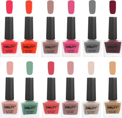 

Kwality Nail Paints | Professional Nail Polish| Nail Paint Combo Set of 12 Pink Mania-Candy Orange-Salmon Run-Pink -Grey-Maroon-Salmon Pink-Mischievous Mint-Baby Pink-Salmon-Light Beige-Beige(Pack of 12)