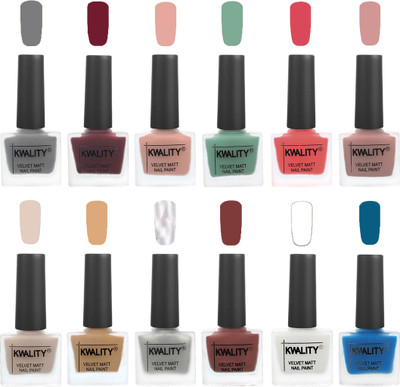 

Kwality Nail Paints | Nail Polish| Nail Paint Combo Set of 12 Grey-Maroon-Salmon Pink-Mischievous Mint-Baby Pink-Salmon-Light Beige-Beige-Silver-Dark Tan-White-Peacock Blue(Pack of 12)