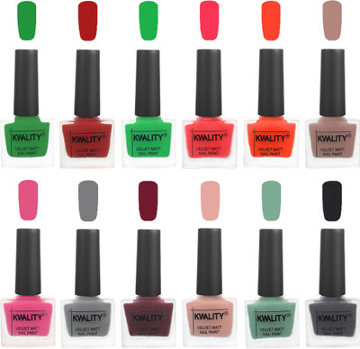 

Kwality Nail Paints | Nail Polish| Nail Paint Combo Set of 12 Dark Green-Red-Green-Pink Mania-Candy Orange-Salmon Run-Pink -Grey-Maroon-Salmon Pink-Mischievous Mint-Dark Grey(Pack of 12)