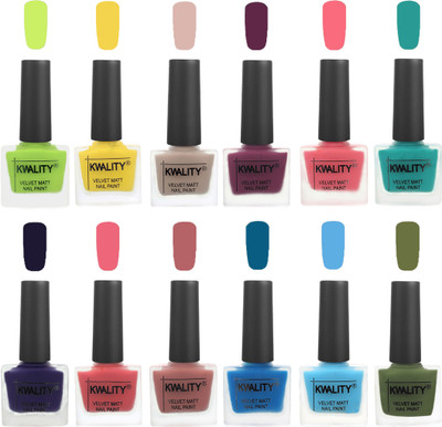 

Kwality Nail Paints | Professional Nail Polish| Nail Paint Combo Set of 12 Light Lemon Green-Yellow-Light Baby Nude-Purple-Frozen Pink-Sea Green-Royal Blue-Nude Pink-Dark Nude-Peacock Blue-Light Blue-Olive Green(Pack of 12)