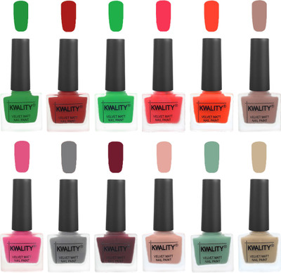 

Kwality Nail Paints | Nail Polish| Nail Paint Combo Set of 12 Dark Green-Red-Green-Pink Mania-Candy Orange-Salmon Run-Pink -Grey-Maroon-Salmon Pink-Mischievous Mint-Nude(Pack of 12)