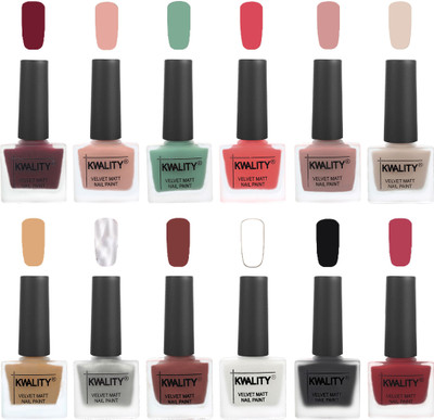 

Kwality Nail Paints | Nail Polish| Nail Paint Combo Set of 12 Maroon-Salmon Pink-Mischievous Mint-Baby Pink-Salmon-Light Beige-Beige-Silver-Dark Tan-White-Black-Rani Pink(Pack of 12)