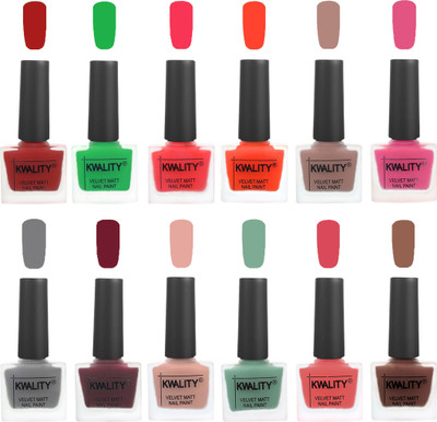 

Kwality Nail Paints | Nail Polish| Nail Paint Combo Set of 12 Red-Green-Pink Mania-Candy Orange-Salmon Run-Pink -Grey-Maroon-Salmon Pink-Mischievous Mint-Baby Pink-Shock Brown(Pack of 12)