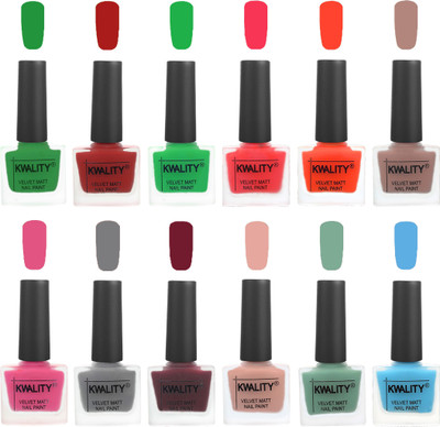 

Kwality Nail Paints | Nail Polish| Nail Paint Combo Set of 12 Dark Green-Red-Green-Pink Mania-Candy Orange-Salmon Run-Pink -Grey-Maroon-Salmon Pink-Mischievous Mint-Light Blue(Pack of 12)