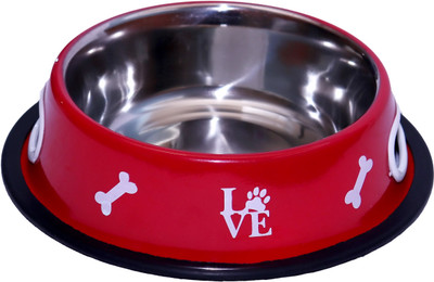 

CUTEPUPPY CP49 ROUND Stainless Steel Pet Bowl(900 ml Red)