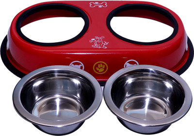 

CUTEPUPPY CP50 OVEL SAHPE ROUND Stainless Steel Pet Bowl(960 ml Red)
