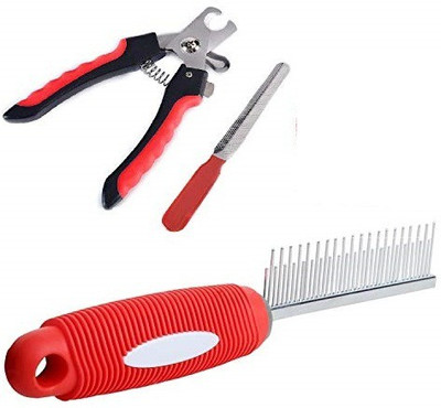 

Emily Pets Stainless Steel Professional Tool Large Nail Clipper, Cutter with Nail File And Grooming Comb For Dog & Cat Pack Of 2 Basic Comb for Dog & Cat