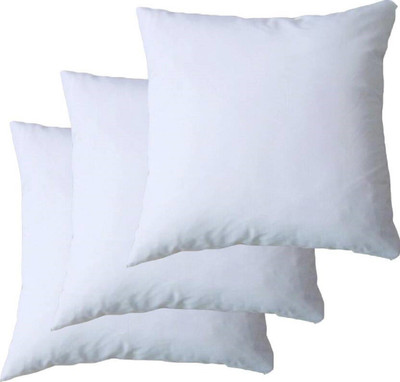 Changers Polyester Fibre Solid Cushion Pack of 3(White)