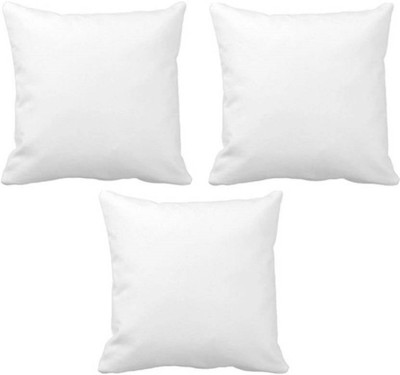 Changers Polyester Fibre Solid Cushion Pack of 3(White)
