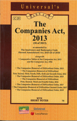 Companies Act,2013(Paperback, Editorial Board of Universal Law Publishing An imprint of Lexis Nexis)