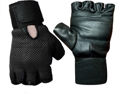 DreamPalace India GYM GLOVES Weight Lifting Gym Gloves With Wrist Support Gym & Fitness Gloves(Black)