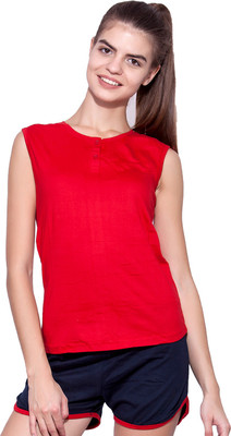 Ap'pulse Casual Sleeveless Solid Women Red Top