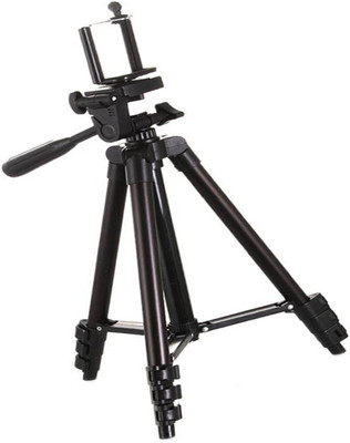 

OSRAY Tripod 3120 Portable Mobile and Camera Tripod With 3D head and Mobile Clip Holder Tripod(Black, Supports Up to 500 g)