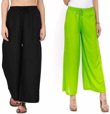 SriSaras Regular Fit, Relaxed Women Green, Black Trousers