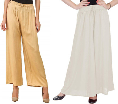 SriSaras Regular Fit, Relaxed Women White, Beige Trousers